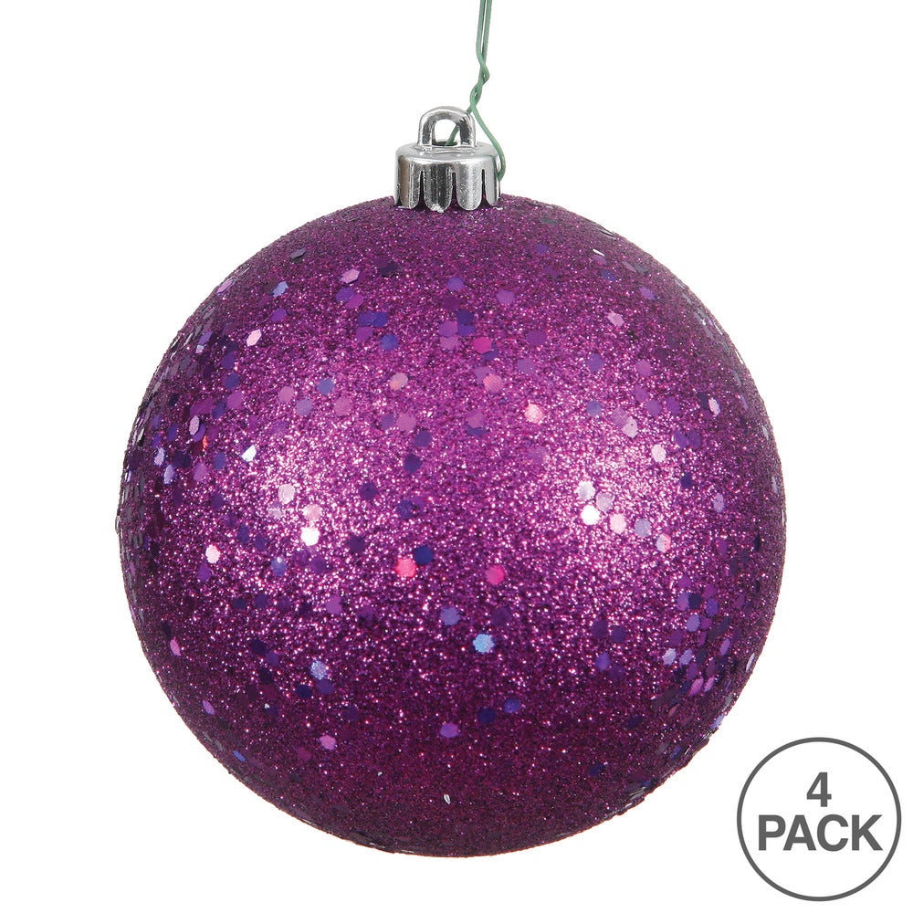 Vickerman 6" Plum Sequin Ball Ornament 4 per Bag