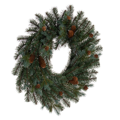 Vickerman 24" Blue Spruce Pine Cone Artificial Unlit Wreath.