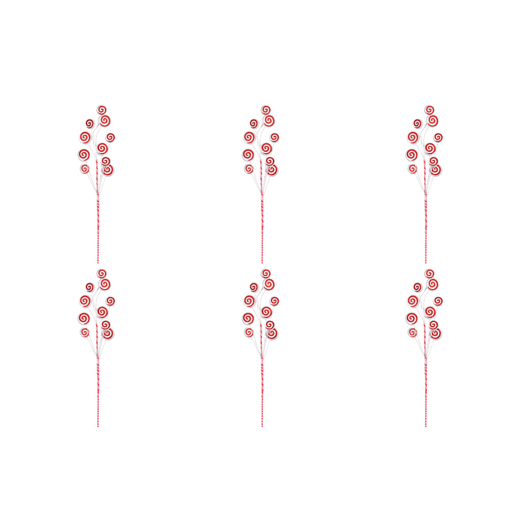 Vickerman Red/White Swirl Artificial Christmas Spray. Includes 6 sprays per pack.
