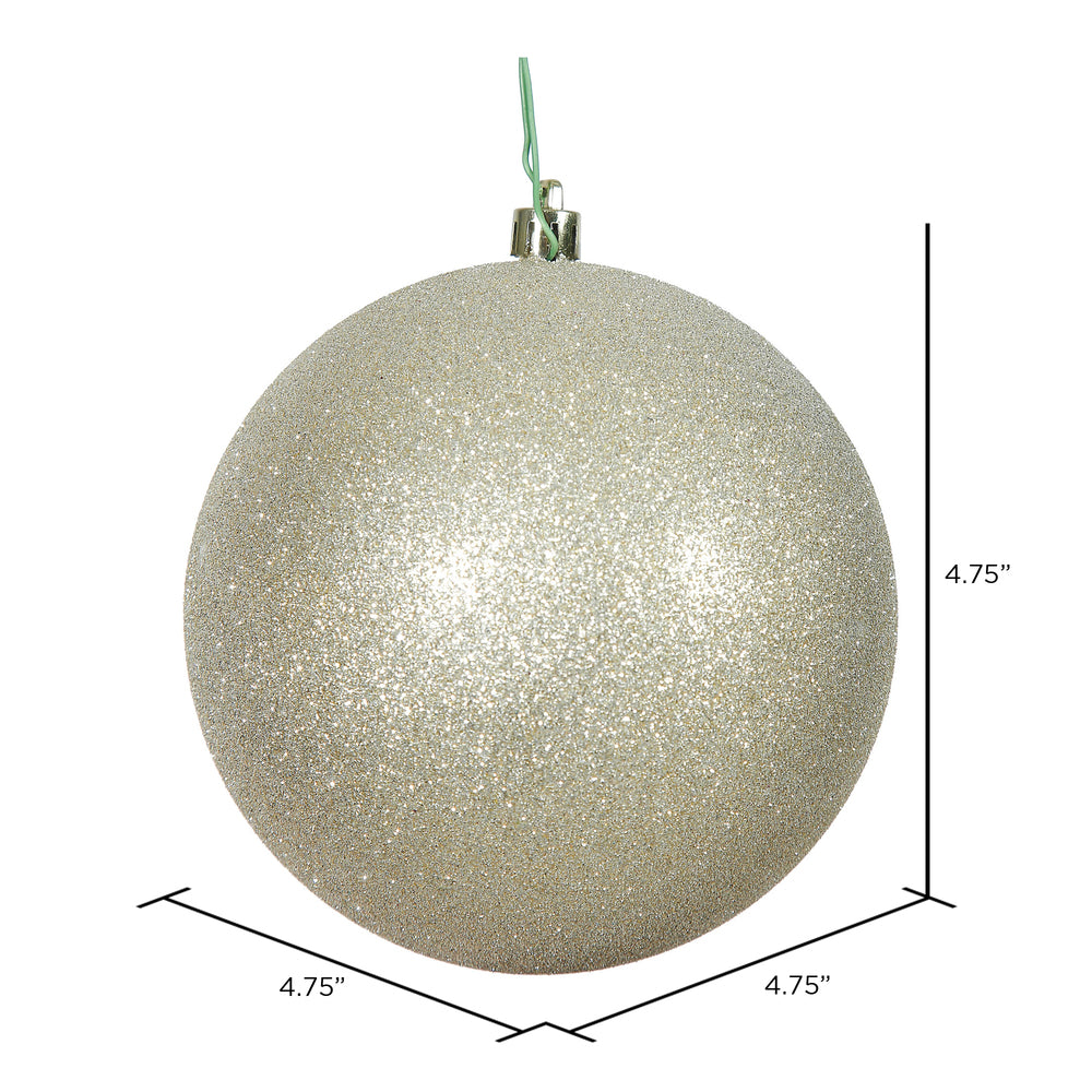 Vickerman 4.75" Champagne Glitter Ball Ornament 4 per Bag