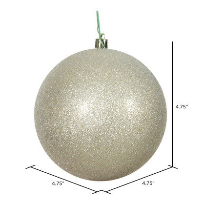 Vickerman 4.75" Champagne Glitter Ball Ornament 4 per Bag