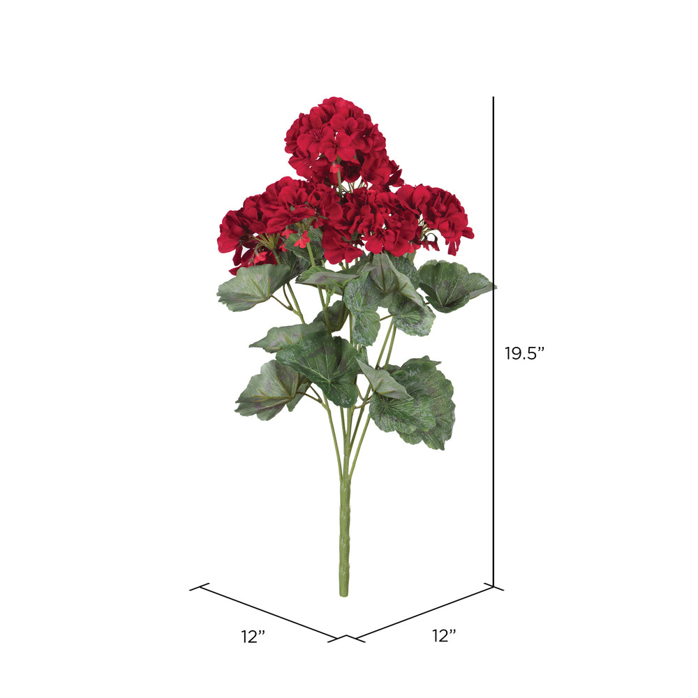 Vickerman 19.5" Artificial Red Geranium Bush.