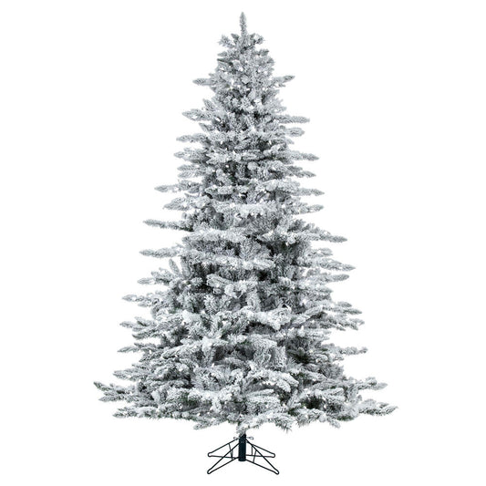 Vickerman 10' Flocked Utica Fir Artificial Christmas Tree Pure White LED Lights