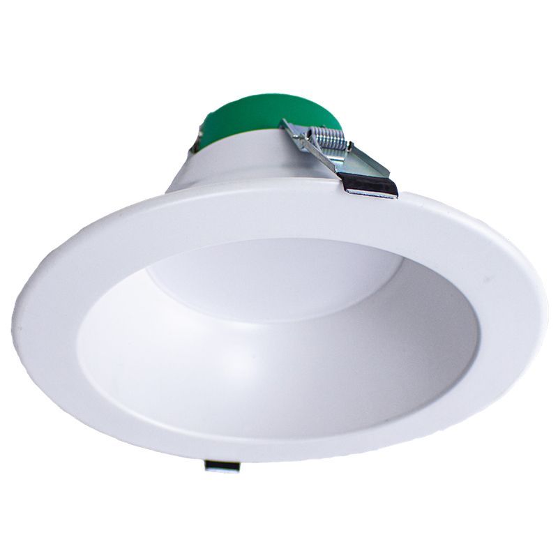 Westgate Builder Series Snap-In Comm. Recessed Light 8In High Output 34-52W 3Cct Wht, Commercial Indoor Lighting, 34W/42W/52W, 100 Lumens/W, 30K/40K/50K, White+Green Finish, 0~10V Dimming