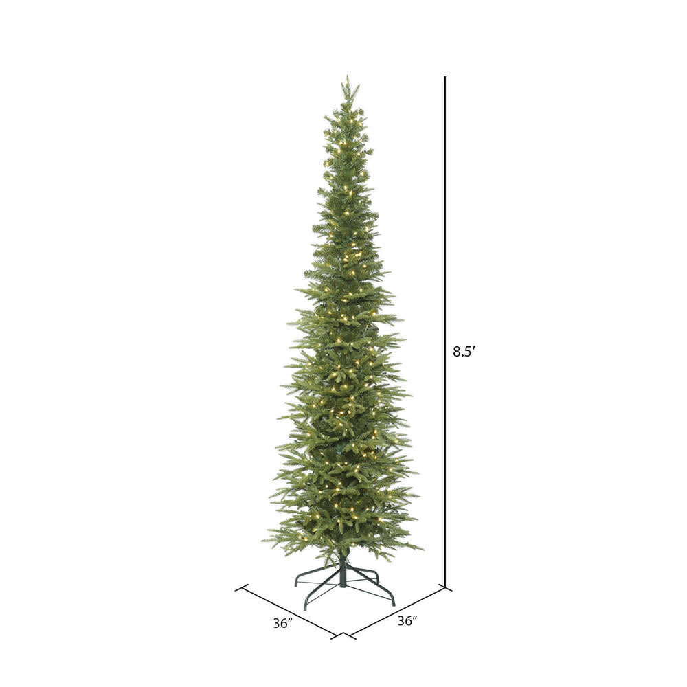Vickerman 8.5' Bixley Pencil Fir Artificial Christmas Tree Warm White Dura-lit LED Lights