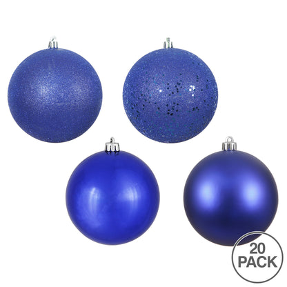 Vickerman 2.75" Cobalt 4-Finish Ball Ornament Assortment 20 per Box