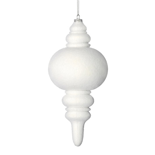 Vickerman 10" White Flocked Finial Ornament Pack of 3