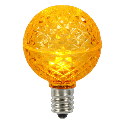 Vickerman G50 LED Yellow Faceted Replacement Bulb E17/C9 Nickel Base 10 Bulbs per Pack.