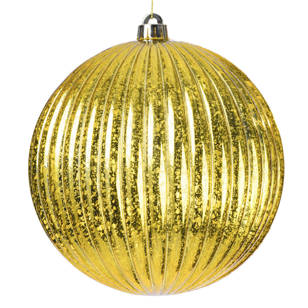 Vickerman 4" Gold Shiny Lined Mercury Ball Ornament 6 per bag.