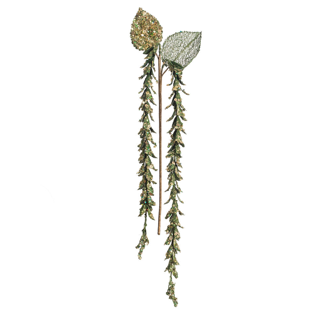 Vickerman 20" Green Pearl Hanging Lupin Artificial Christmas Spray. Includes 3 sprays per pack.