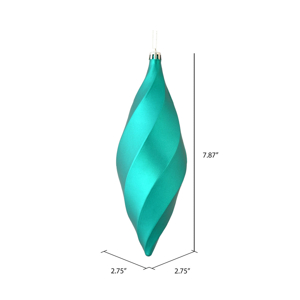 Vickerman 8" Teal Matte Swirl Finial Ornament Pack of 6