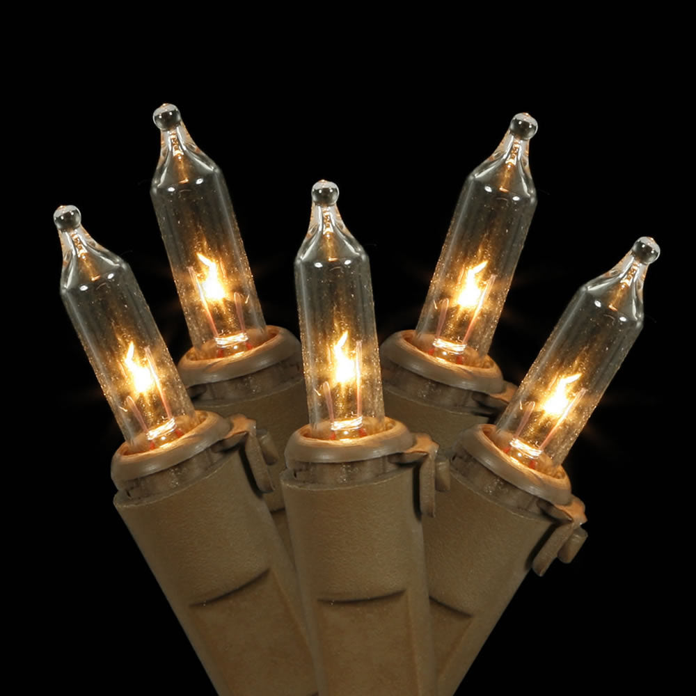 Vickerman 50 Clear Mini-Light on Brown Wire 23' Christmas Light Strand