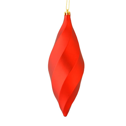Vickerman 8" Red Matte Swirl Finial Ornament Pack of 6