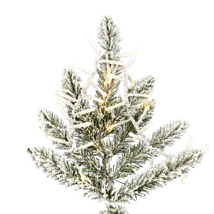 Vickerman 7.5' x 43" Flocked Stratton Pine Artificial Christmas Tree Low Voltage LED Warm White Wide Angle 3mm Lights