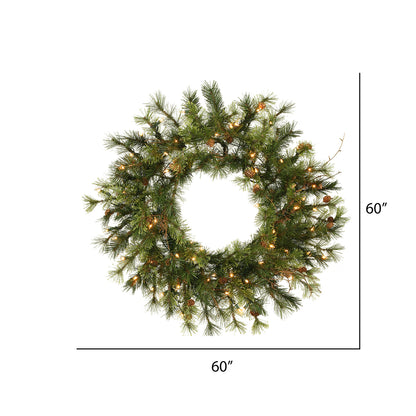 Vickerman 60" Mixed Country Pine Artificial Christmas Wreath Warm White Dura-lit LED Lights