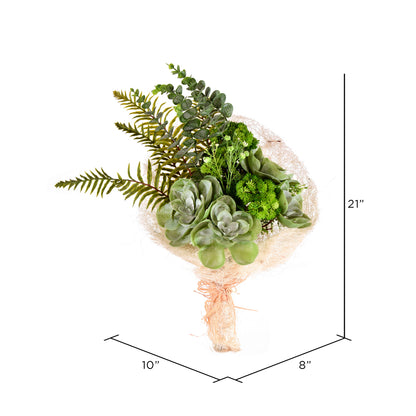 Vickerman 21" Artificial Green Succulent Bouquet.
