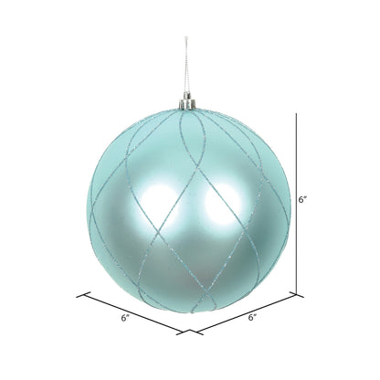 Vickerman 6" Baby Blue Matte and Glitter Swirl Ball Ornament 3 per Box