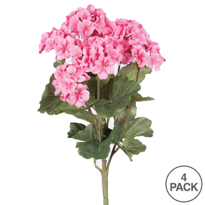 Vickerman 18" Artificial Coral Geranium Bush 4 per Pack.