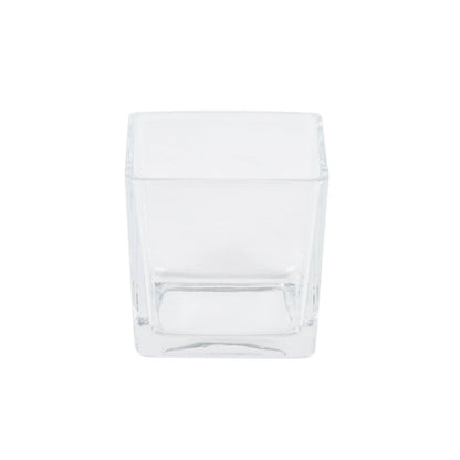 Vickerman 3" Clear Cube Glass Container. Includes four pieces per set.