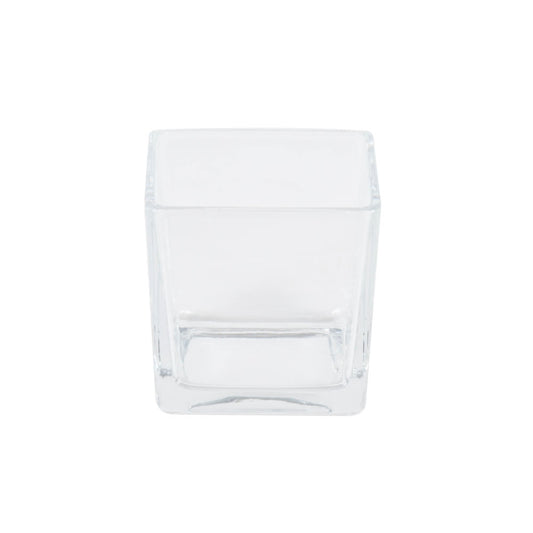 Vickerman 3" Clear Cube Glass Container. Includes four pieces per set.
