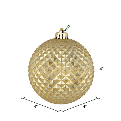 Vickerman 4" Champagne Durian Glitter Ball Ornament 6 per Bag