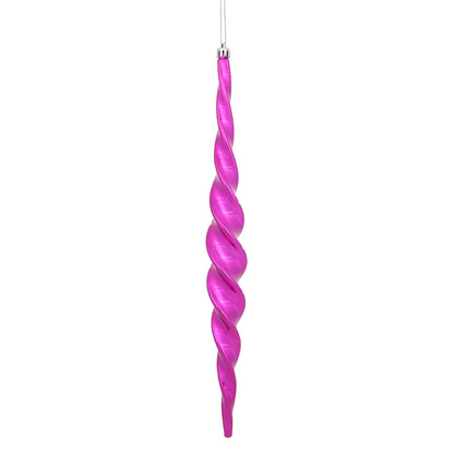 Vickerman 14.6" Fuchsia Shiny Spiral Icicle Christmas Ornament Pack of 2