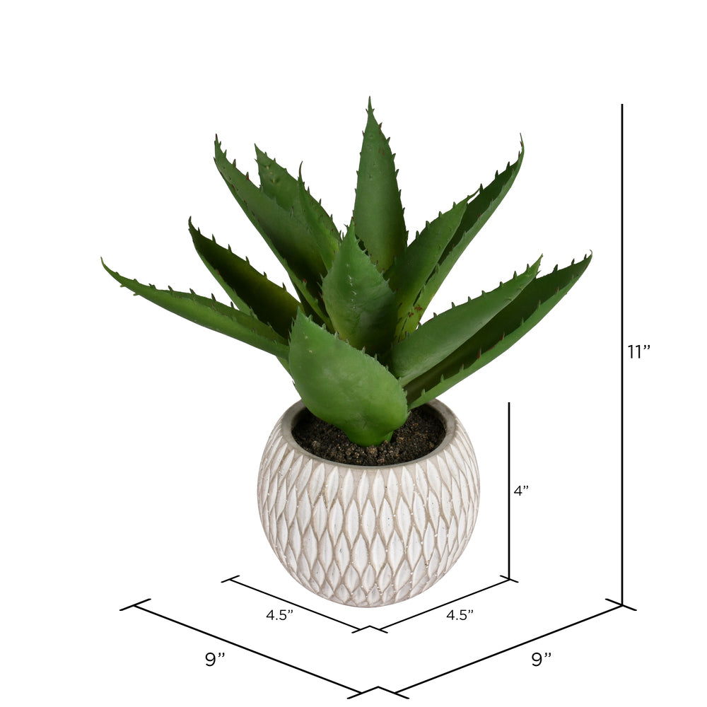 Vickerman 11" Artificial Green Succulent in Container.
