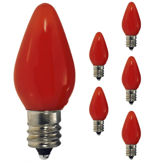 Damar- C7 LED Replacement Christmas Light Bulbs Red Color 0.96W E12 Candelabra Base 100-130V Dimmable Pack of 6- Shatterproof String Lights for Patio Holiday Party Decor Xmas Tree