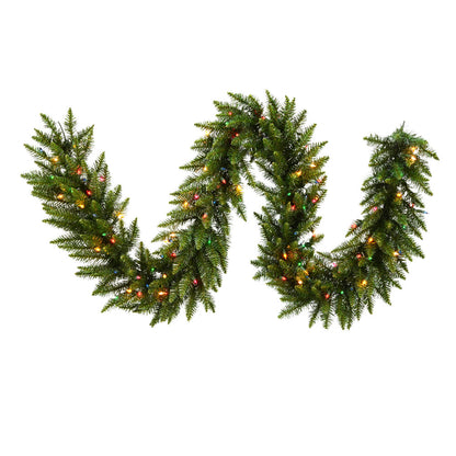 Vickerman 9' Camdon Fir Artificial Christmas Garland Multi-Colored Mini Lights