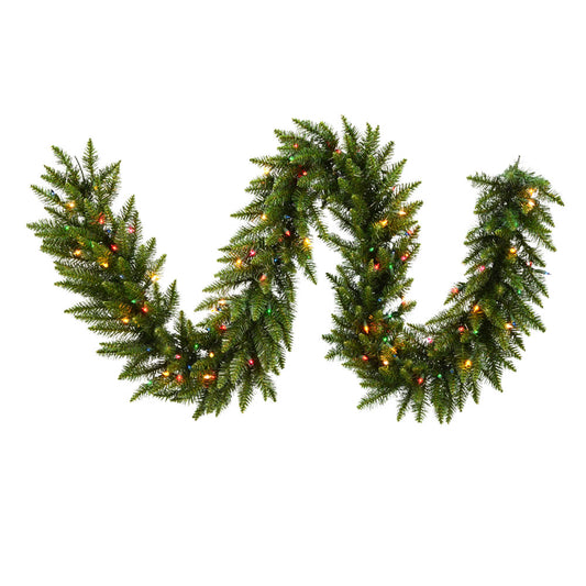 Vickerman 9' Camdon Fir Artificial Christmas Garland Multi-Colored Mini Lights