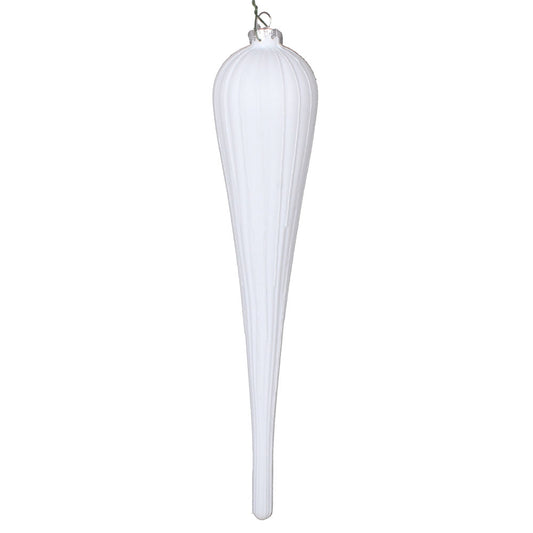 Vickerman 11" White Matte Glitter Drop Christmas Ornament Set of 3