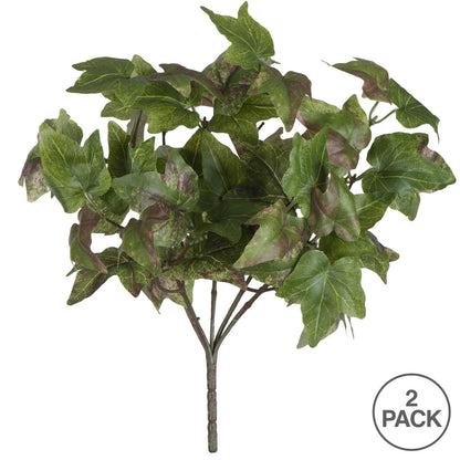 Vickerman 13" Artificial Green Ivy Bush Pack of 2