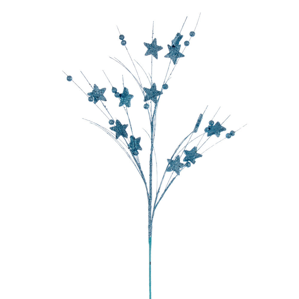 Vickerman 33" Baby Blue Star and Ball Glitter Spray 6 per bag.