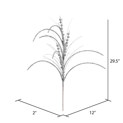 Vickerman 29" Silver Glitter Harvest Artificial Christmas Spray. Includes 6 sprays per pack.