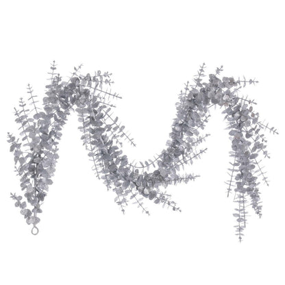 Vickerman 6' Silver Artificial Eucalyptus Glitter Garland.