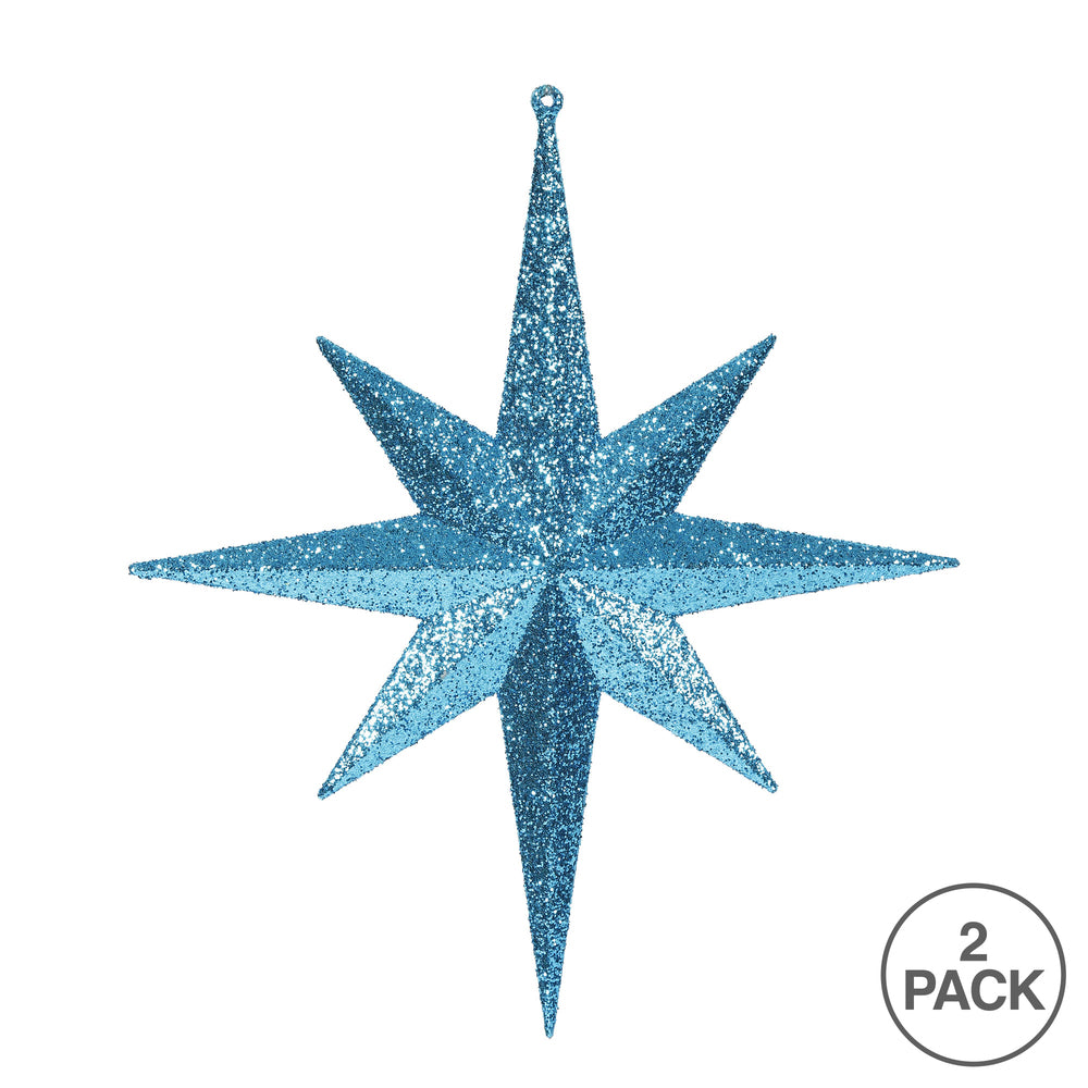 Vickerman 12" Turquoise Glitter Bethlehem Star Christmas Ornament 2 per Box