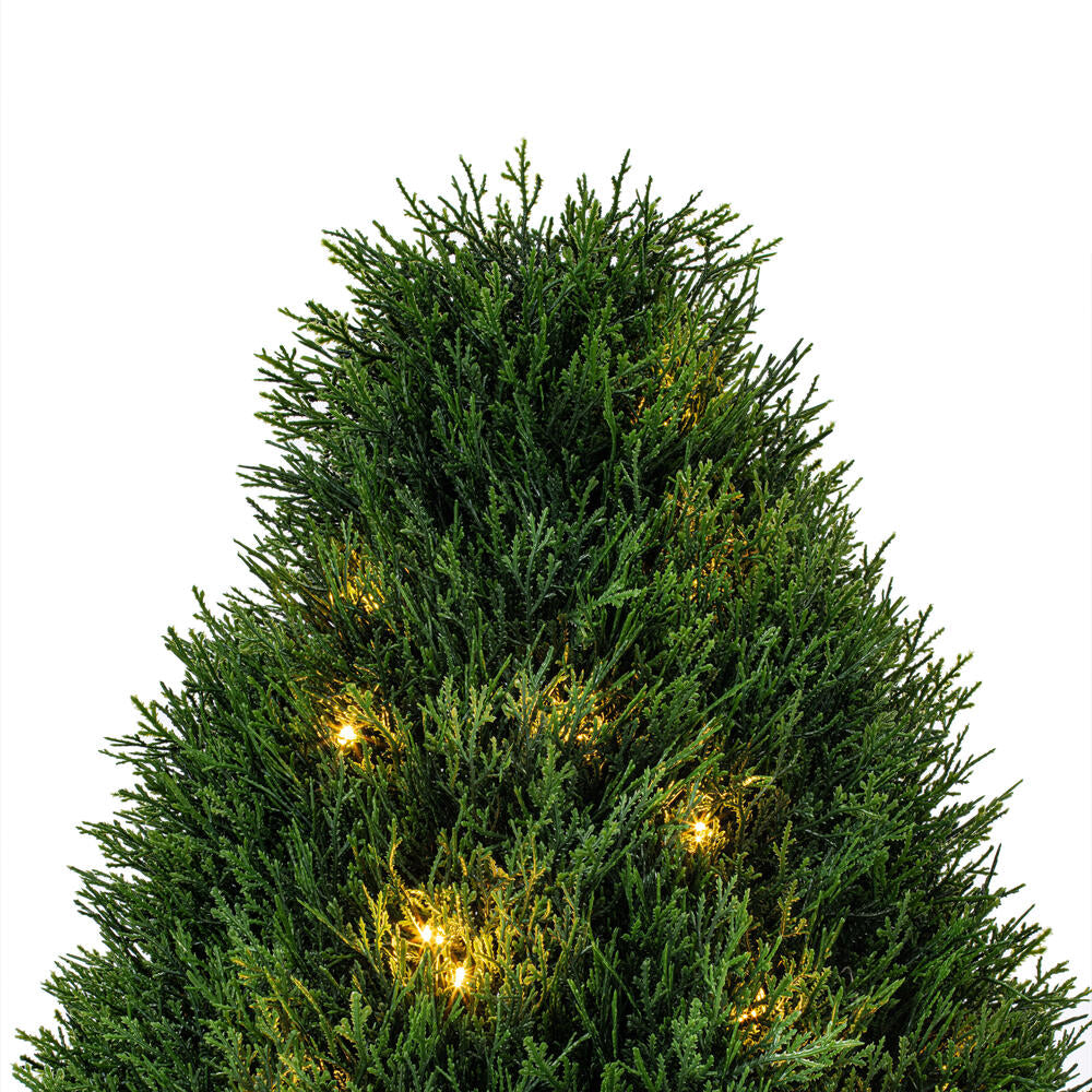 Vickerman Artificial 36" High x 20" Wide Cedar Teardrop Shaped Bush Warm White 3mm LED Lights.