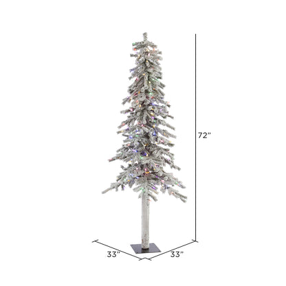 Vickerman 6' Flocked Alpine Artificial Christmas Tree Multi-Colored LED Dura-Lit lights