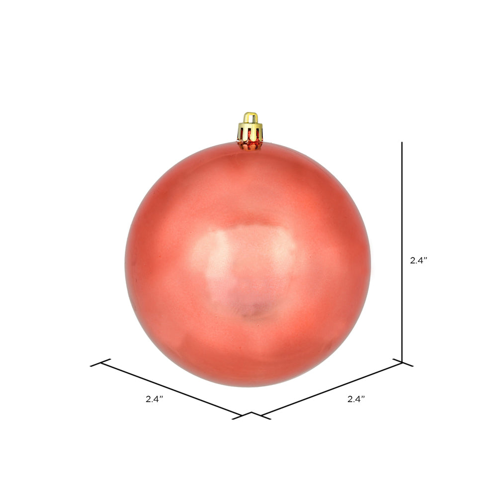Vickerman 2.4" Coral Shiny Ball Ornament 24 per Bag