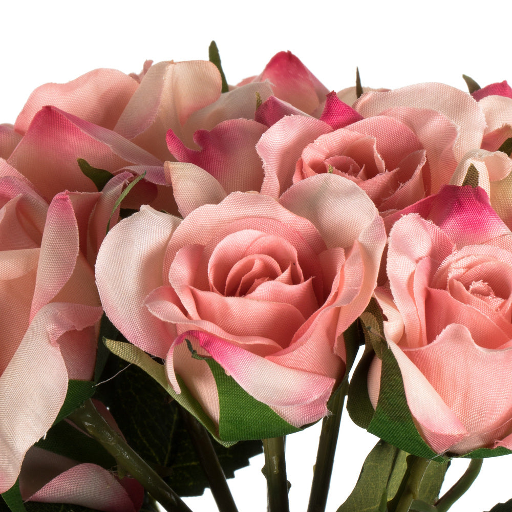 Vickerman 10" Artificial Pink Rose Bouquet Set of 3