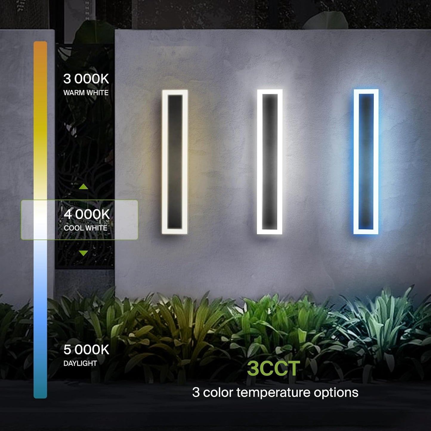 ASD Lighting LED Outdoor Wall Sconce wide acrylic 36" 30W 120-277V CCT Selectable 3000/4000/5000K Dimmable Black ETL