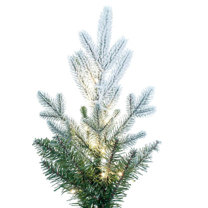 Vickerman 7.5' x 62" Flocked Kamas Fraser Tree Warm White Low Voltage 3MM LED Lights.