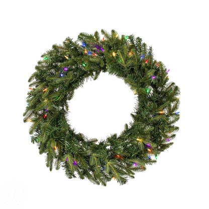 Vickerman 30" Georgian Fraser Fir Artificial Pre-Lit Wreath with 70 Multi-Colored Mini Lights