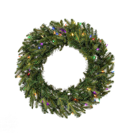 Vickerman 30" Georgian Fraser Fir Artificial Pre-Lit Wreath with 70 Multi-Colored Mini Lights