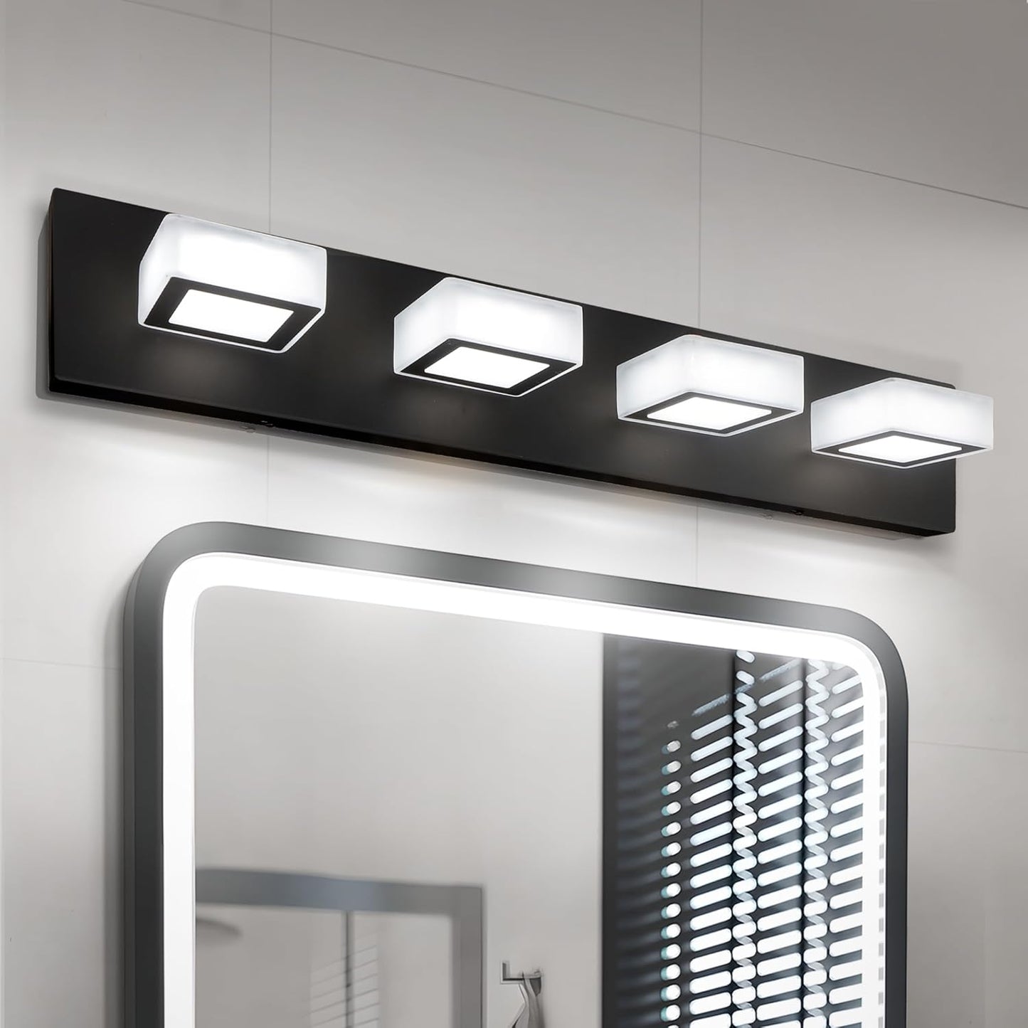 ASD Lighting LED Vanity 4-light 23W 120V with rotatable heads CCT Selectable 2700/3000/4000/5000/6000K Dimmable Black ETL