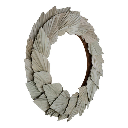 Vickerman Natural Botanicals 24" Natural Palm Spear Wreath. This wreath measures 24 inches in diameter. It features natural palm spear leaves on a coco fiber base. This is a dried and preserved natural product.