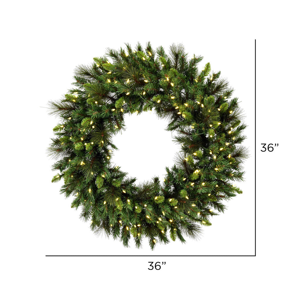 Vickerman 36" Bangor Mixed Pine Artificial Christmas Wreath Warm White Dura-lit LED Mini Lights