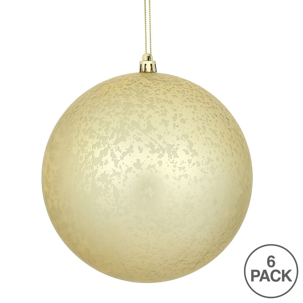 Vickerman 4" Champagne Matte Mercury Ball Ornament 6 per Bag.