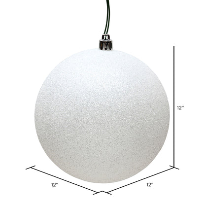 Vickerman 12" White Glitter Ball Ornament