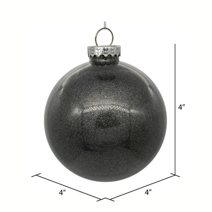 Vickerman 4" Clear Ball Christmas Ornament with Pewter Glitter Interior 6 Pieces per bag